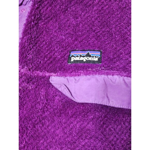 Patagonia Sweater Womens Medium Purple Soft Fleece Snap T Pocket Logo - Picture 2 of 15